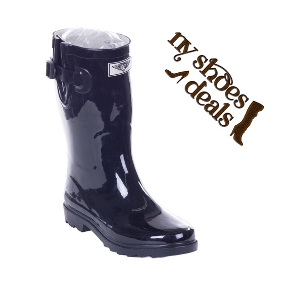 Forever Young Shoes - Women Black 11'' Classic Garden Rubber Rain Boots